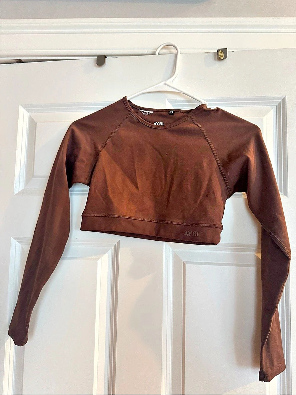 Aybl Cropped Long Sleeve Top in Brown Like New